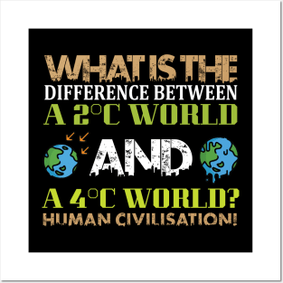 The Difference between 2C and 4C World- Nature Protection Climate Change Quote Posters and Art